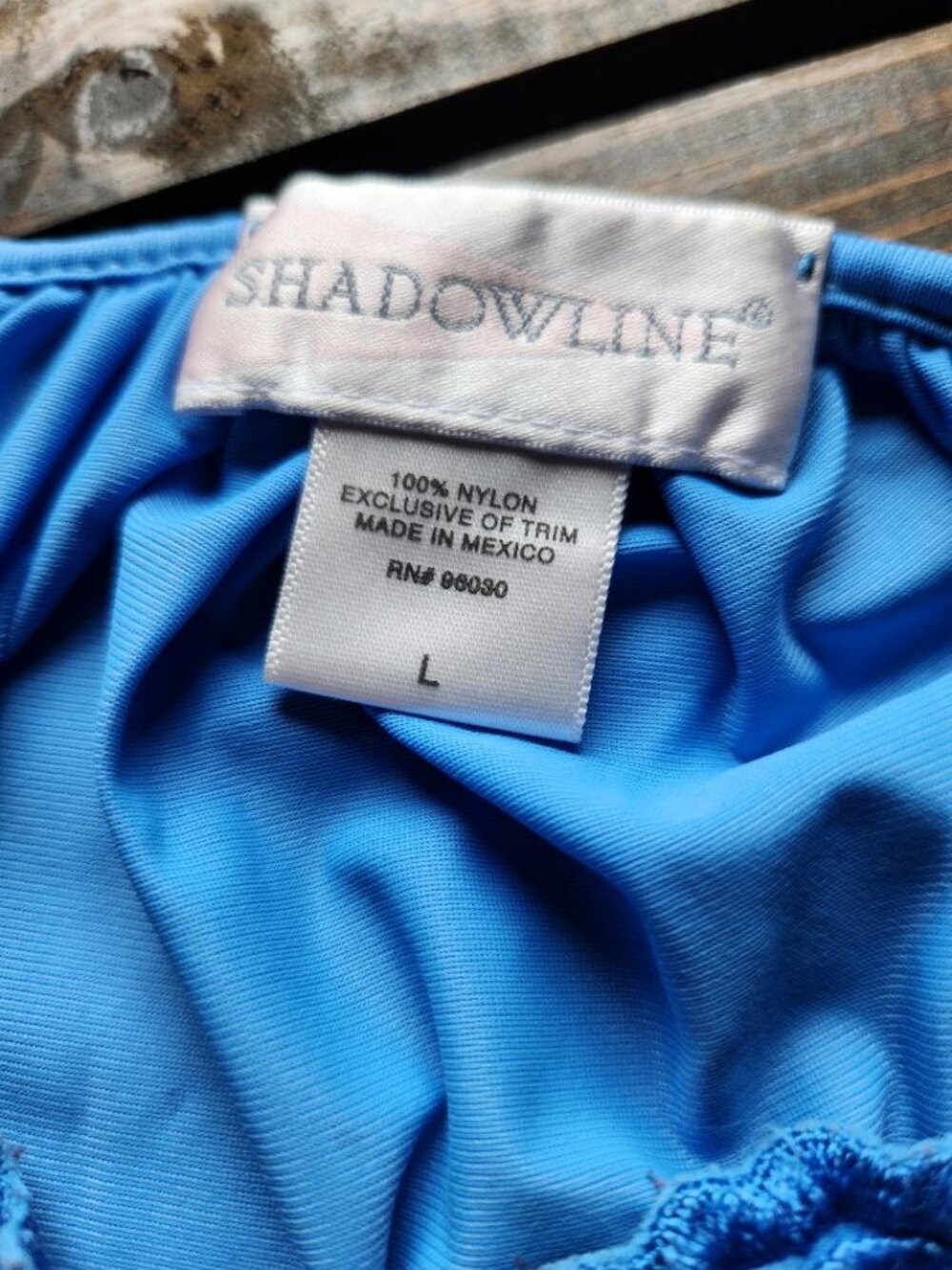 Women's Shadowline® Petals Long Sleeve Long Nightgown Sz Large Sapphire Color - Picture 6 of 6